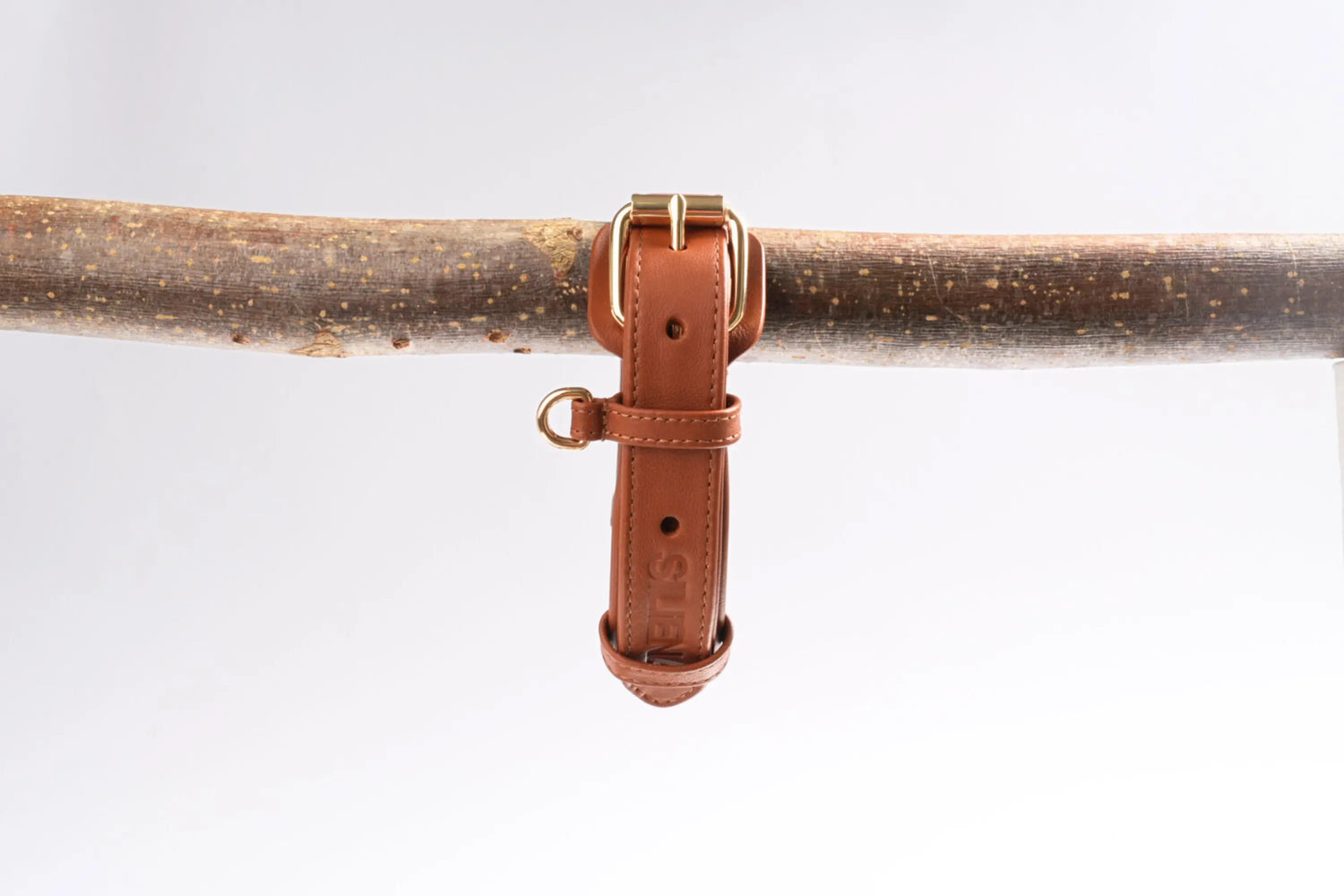 Siliena Classic Hundehalsband aus braunem Leder mit goldenen Details