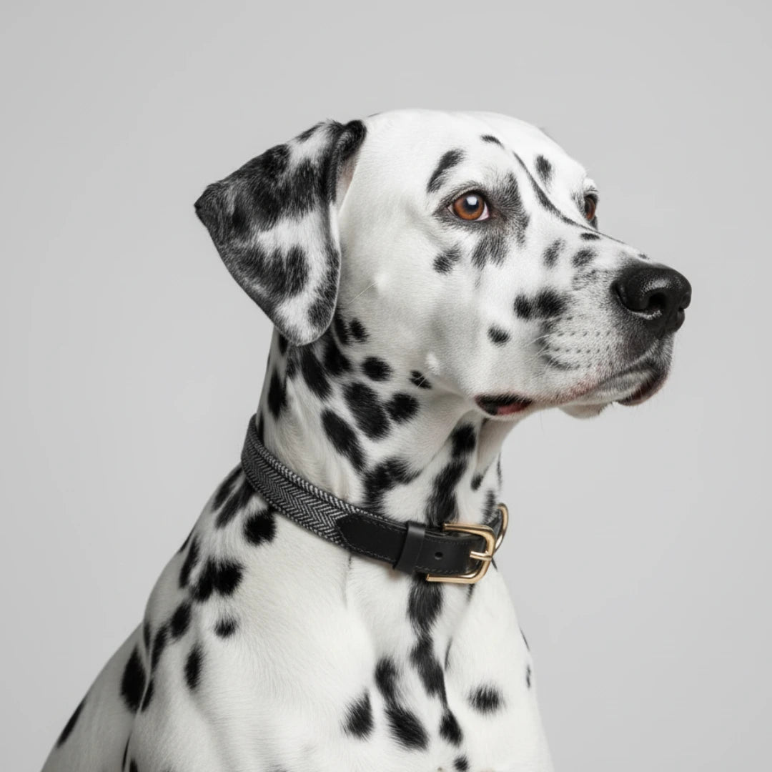 Siliena Hundehlasband light in schwarz Dalmatiener im Studio